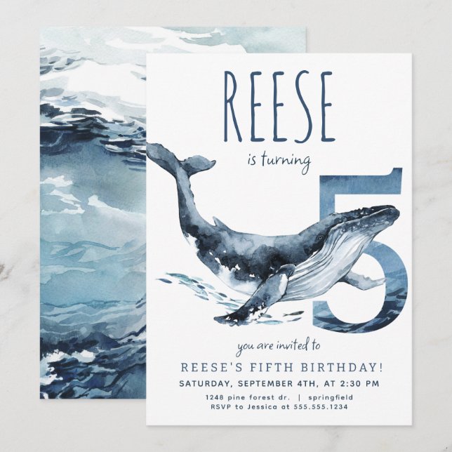 Inbjudan till val femte födelsedag (Fram/baksida)