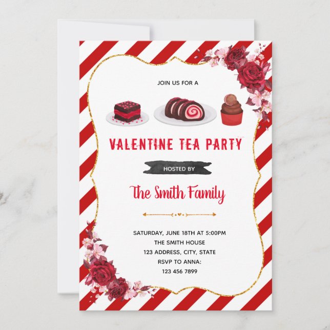 Inbjudan till Valentine dessert-tema (Framsida)