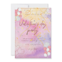 Inbjudan till Valentines day-partiet för vattenfär