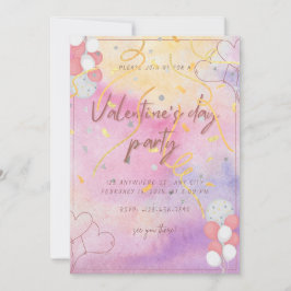 Inbjudan till Valentines day-partiet för vattenfär