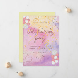 Inbjudan till Valentines day-partiet för vattenfär