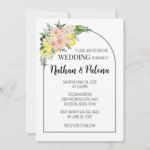 Inbjudan till vallmo Gult Lemon & Rosa Wedding