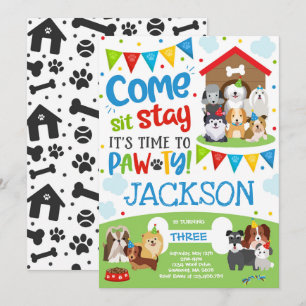 Inbjudan till valppartiet Doggy Birthday Pawty Boy