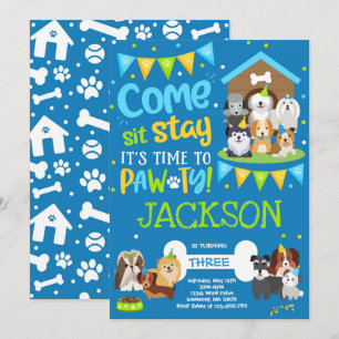 Inbjudan till valppartiet Doggy Birthday Pawty Boy