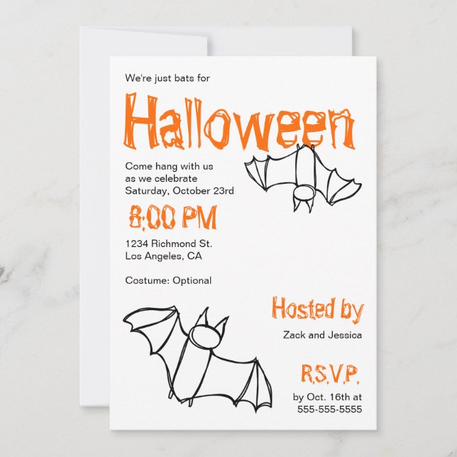 Inbjudan till Vampre Fladdermus Halloween fest (Framsida)