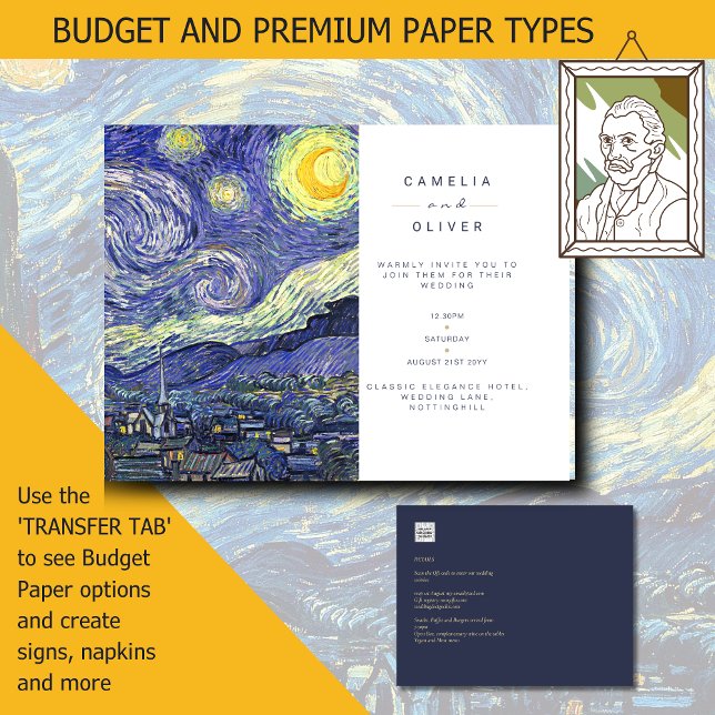 Inbjudan till Van Gough Starry Night Wedding (Van Gough Starry Night Wedding Invitations)
