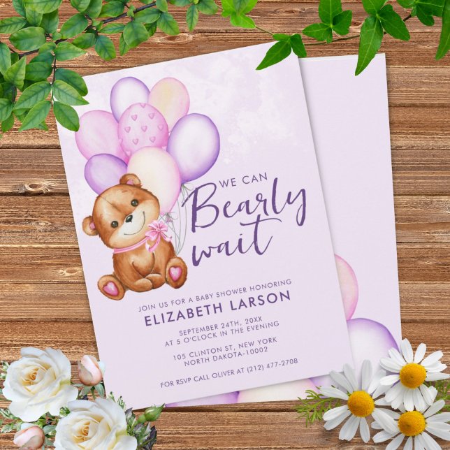 Inbjudan till väntebabybabykläder för vattenfärg (Watercolor Bearly Wait Baby Shower Invitation)
