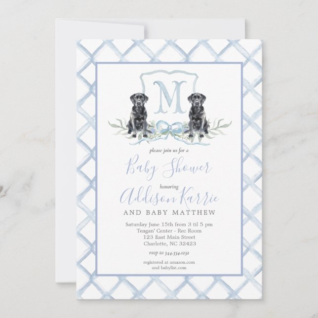 Inbjudan till Vapenskölden Baby Shower för Hund me (Framsida)