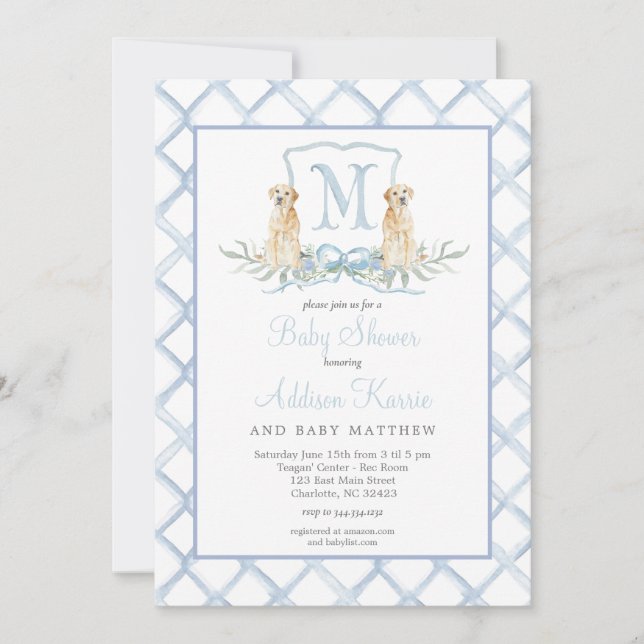 Inbjudan till Vapenskölden Baby Shower för Hund me (Framsida)