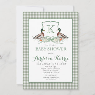 Inbjudan till Vapenskölden Baby Shower för Preppy