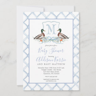 Inbjudan till Vapenskölden Baby Shower för Preppy