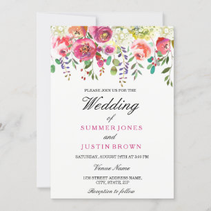 Inbjudan till vår blommor Rosa Peach Wedding