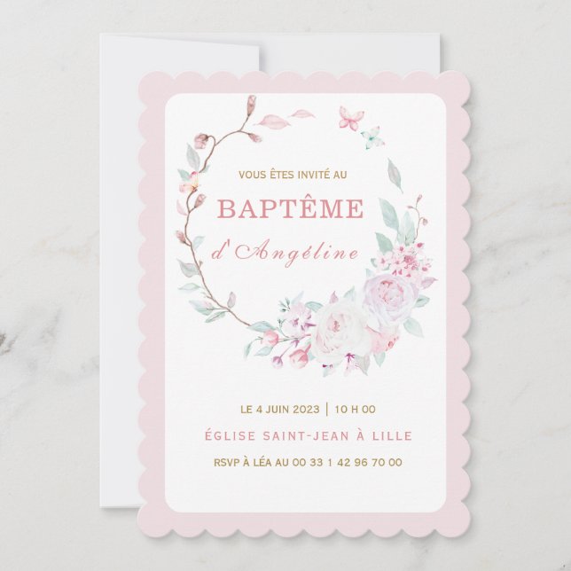 Inbjudan till vår dotters dop (Framsida)