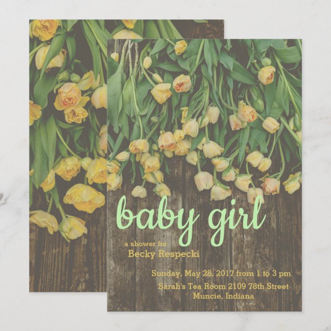 Inbjudan till vår Tulip Baby Shower (Fram/baksida)