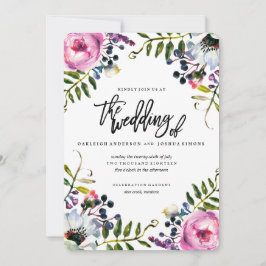 Inbjudan till Vår-vattenfärgsblommor - blomning