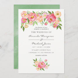 Inbjudan till Vår Watercolor Peonies Wedding