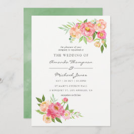 Inbjudan till Vår Watercolor Peonies Wedding