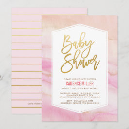 Inbjudan till Vatercolor Marble Girl Baby Shower