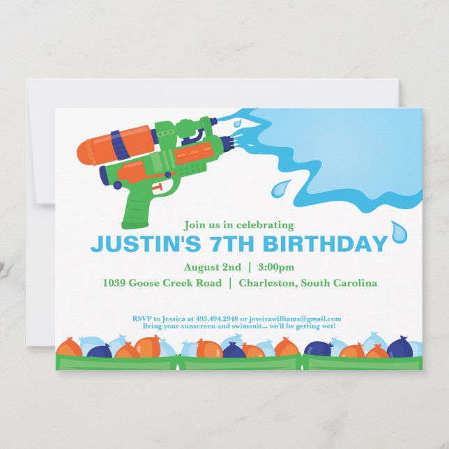 Inbjudan till Vatten Gun Party (Framsida)