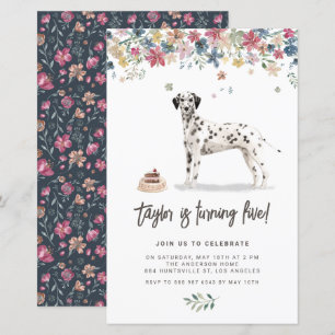 Inbjudan till vattenfärg Dalmatien Hund Birthday