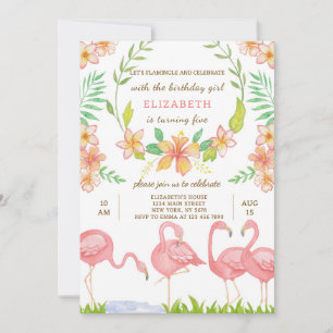 Inbjudan till vattenfärg Flamingo Birthday