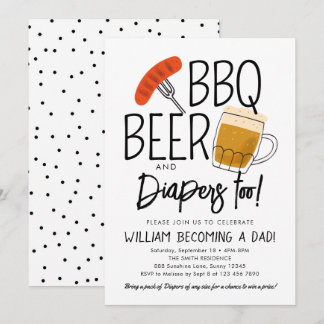 Inbjudan till vattenfärg för BBQ- och Beer Baby Sh