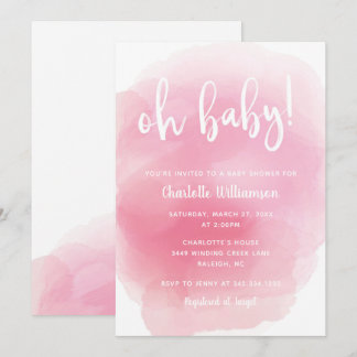 Inbjudan till vattenfärg Oh Baby Shower