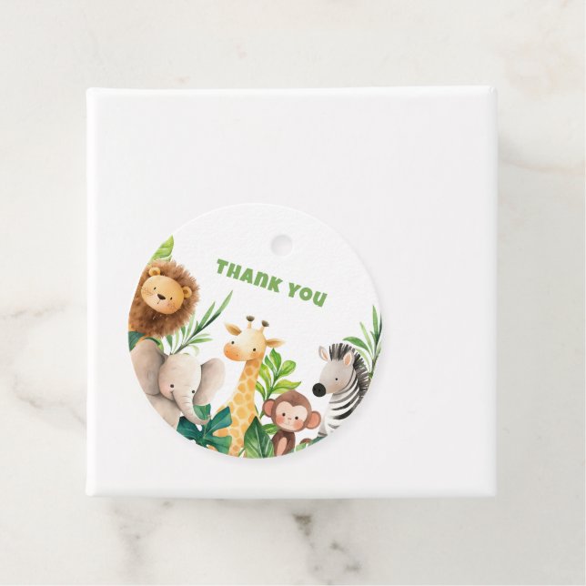 Inbjudan till vattenfärgduschning av Safari-djur Gåvor Etiketter (På plats)