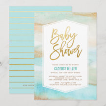 Inbjudan till vattenfärgen Marble Pojke Shower