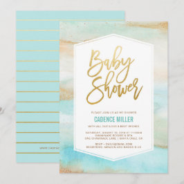 Inbjudan till vattenfärgen Marble Pojke Shower