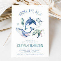 Inbjudan till vattenfärgen Ocean Baby Shower