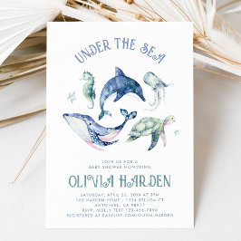 Inbjudan till vattenfärgen Ocean Baby Shower