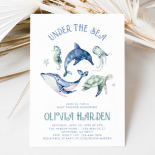 Inbjudan till vattenfärgen Ocean Baby Shower