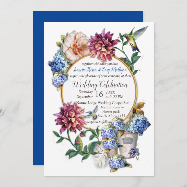 Inbjudan till vattenfärgen Victorian-Era Blommigt (Fram/baksida)