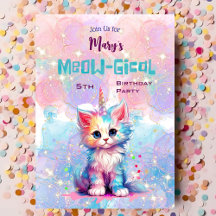 Inbjudan till vattenfärgning Caticorn Meow-Gical B
