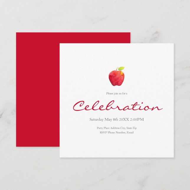 Inbjudan till vattenfärgsäpple (Fram/baksida)