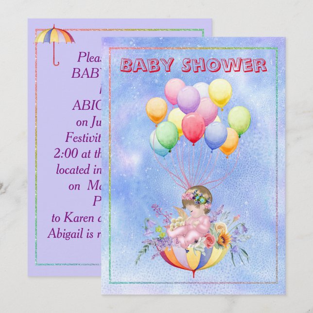 Inbjudan till vattenfärgsbabyskor (Fram/baksida)