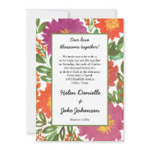 Inbjudan till vattenfärgsblommor - blomning