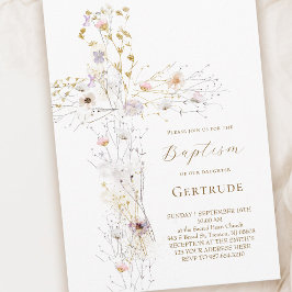 Inbjudan till vattenfärgsblommor kor Baptism