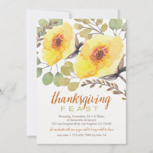 Inbjudan till vattenfärgsBouquet-Thanksgiving - fä