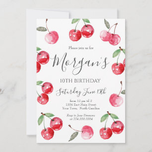 Inbjudan till vattenfärgsBow Cherry Birthday