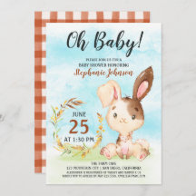 Inbjudan till vattenfärgsBunny Baby Shower-serverg