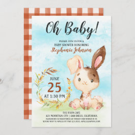 Inbjudan till vattenfärgsBunny Baby Shower-serverg