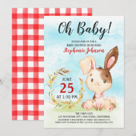 Inbjudan till vattenfärgsBunny Baby Shower-serverg