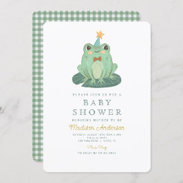Inbjudan till vattenfärgscute Frog Baby Shower