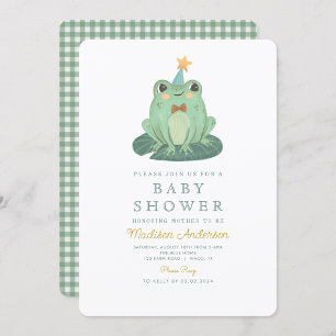 Inbjudan till vattenfärgscute Frog Baby Shower