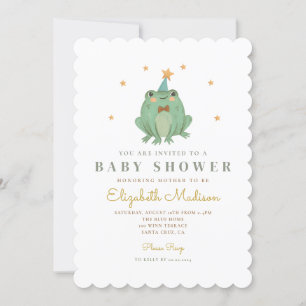 Inbjudan till vattenfärgscute Frog Baby Shower