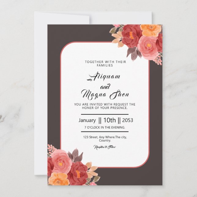 Inbjudan till vattenfärgsdesign för bröllop-kort (Framsida)