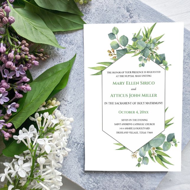 Inbjudan till vattenfärgseukalyptus Nuptial Mass (Skapare uppladdad)