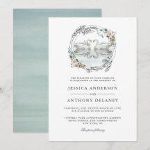 Inbjudan till vattenfärgsfärg i bröllop Svanar Ele